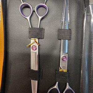 Professional Dog Grooming Cutting Scissors Set - Purple Accents